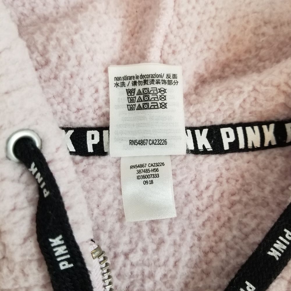 PINK Victoria's Secret Sherpa Fleece 1/4 Zip Hoodie Pullover XS Pink - Picture 6 of 7